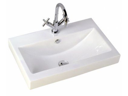 [Kód: BE-PZ60] Polozápustné keramické umyvadlo Besteco 58x47x7 cm v lesklé bílé barvě.