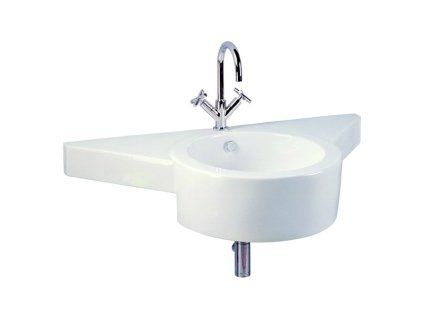 Keramické umyvadlo Besteco Triangel 102x57 cm s velkou odkládací plochou v lesklé bílé barvě.