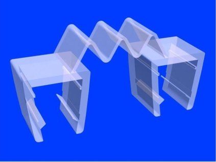 Těsnící lišta k pantům BESTECO na sklo 8 mm detail kvalitního silikonu a transparentního uchycení.