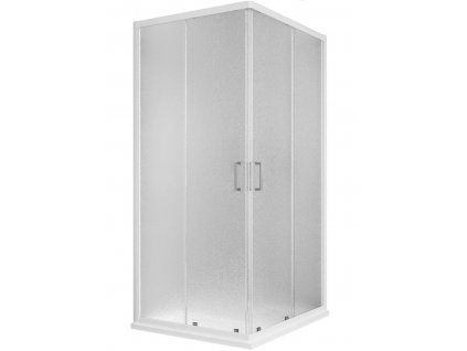 Čtvercový posuvný sprchový kout Base 80x80 cm s bílým rámem a neprůhledným sklem Grape