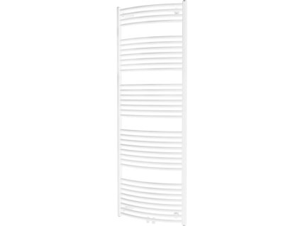 Bílý koupelnový radiátor a otopný žebřík Besteco Grande v oblém provedení, rozměry 45x169 cm se středovým připojením.