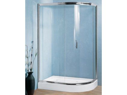 Asymetrický sprchový kout BESTECO Dale 120x80 cm pravý s akrylátovou vaničkou chrom hliníkový korpus čiré 6mm sklo kód ISA283R