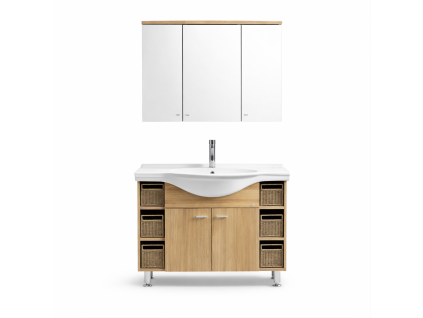 BESTECO Koupelnový set z masivního dubu s umyvadlem a galerkou 120x56x86 cm