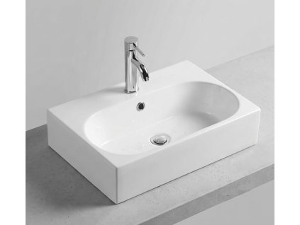 Besteco keramické umyvadlo P7573 na desku 60x40 cm, bílá