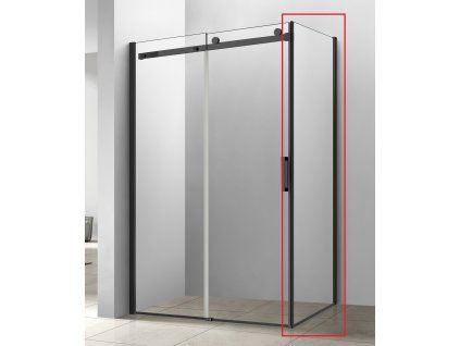 Pevná stěna BELVER BLACK (Varianta Barva rámu - Černá, Pevná stěna - 80 cm, Směr zavírání -  Levé (SX), Výplň - Čiré bezpečnostní sklo - 8 mm)