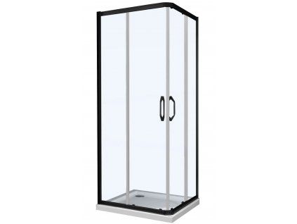 Čtvercový sprchový kout Hüppe Urban 90x90 cm výška 200 cm dominantní matně černý rám posuvné dveře bezpečnostní čiré sklo úprava Anti-Plague, kód 140107.123.322