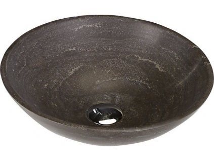 Kamenné umyvadlo na desku Ø 40 cm, matný tmavý kámen, kód: 2401-02