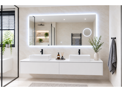 Obdélníkové LED zrcadlo BESTECO Magnify 120x65 cm s integrovaným 5× zvětšovacím zrcátkem Kód:MLS6514MA