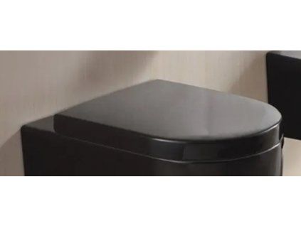 Černé matné WC sedátko Besteco FLOS Slim s funkcí soft-close