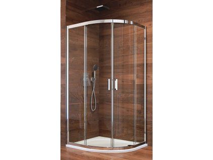 Čtvrtkruhový sprchový kout HOPA Novo 100x100 cm chrom hliníkový korpus volitelné sklo čiré nebo point posuvné dveře rádius R550, kód NOVO100100C