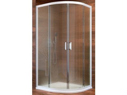 Čtvrtkruhový sprchový kout EBS Nova 90x90 cm bílý profil hliníkový korpus sklo point 6mm posuvné dveře kód NOVAR90BP