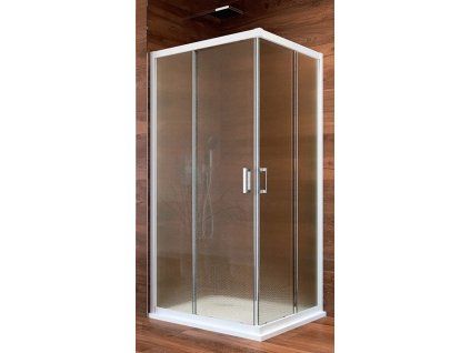 Čtvercový sprchový kout EBS Nova 90x90 cm bílý profil hliníkový korpus sklo point 6mm posuvné dveře kód NOVAQ90BP