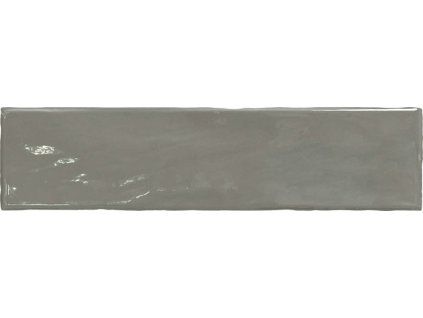 Lesklý šedý obklad cihlička Zen Acero 7,5x30 cm v kuchyni