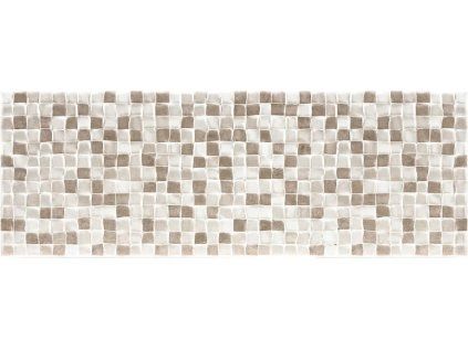 EBS Elis Dekor Taupe 25x70 cm hnědošedý obklad s reliéfem čtverců detail 3D struktury