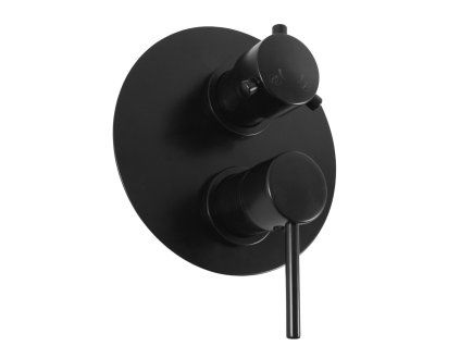 Moderní podomítková sprchová baterie BESTECO ECCO v černé matné barvě s instalačním BOXem a přepínačem pro dva výstupy, kód BE-ECCO-BLK-BOX