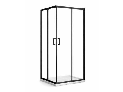 [Kód: ISA-2026/90] Čtvercový sprchový kout BESTECO Hammer Black 90x90 cm detail černého matného profilu a bezpečnostního skla.