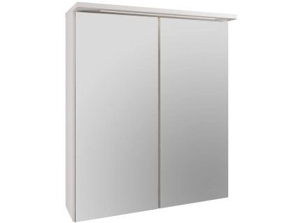 Zrcadlová skříňka EBS Bianka 60x70 cm s LED osvětlením dvoukřídlá dvířka bílý lesk hloubka 14 cm nerezavějící hliníkový korpus, kód BIANKAG60B