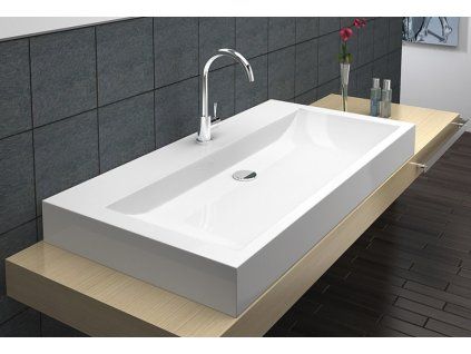 Umyvadlo z litého mramoru Besteco Elegant o rozměru 100x50 cm v bílé barvě., P6906