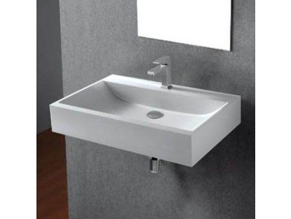 [Kód: P6912] Umyvadlo z litého mramoru Besteco Square o rozměru 75x50x14 cm v bílé barvě.