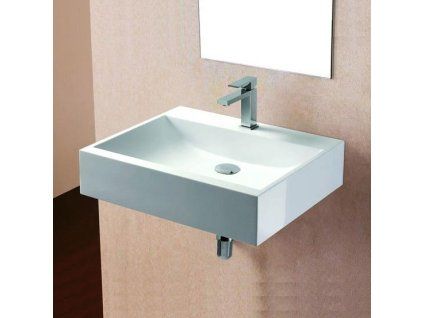 [Kód: QUATRO60] Umyvadlo z litého mramoru Besteco Quatro 60x50x14 cm v bílé barvě.