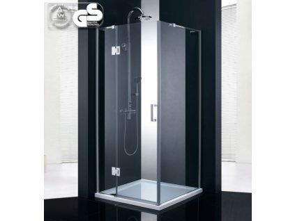 [Kód: QS308/90L] Čtvercový sprchový kout BESTECO Viva 90x90 cm levé provedení detail lesklého chromového profilu a 8mm bezpečnostního skla.