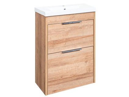 Závěsný koupelnový set LOFT s umyvadlem 51x72x40 cm v dekoru dub