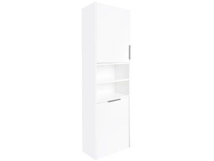 Vysoká koupelnová skříňka s košem na prádlo Loft 55x180 cm, bílá lesklá