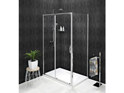 Velký obdélníkový sprchový kout Gelco Sigma Simply 120x90 cm chromovaný rám posuvné dveře s výklopným systémem 6mm bezpečnostní čiré sklo výška 190 cm úprava Coated Glass, kód GS1112GS3190