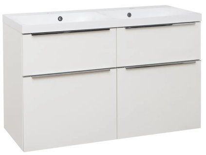 Koupelnová skříňka EBS Nevio 121x48 cm s umyvadlem v bílém lesku závěsná, kód NEVIO121