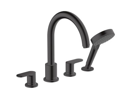 Čtyřotvorová vanová baterie Hansgrohe Vernis Blend v černém matném provedení s ruční sprchou