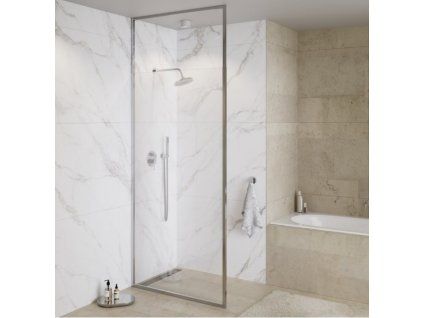 Walk-In sprchová stěna chrom 8mm čiré sklo výška 200cm hliníkový korpus šířka 100-120cm kód WALK-CH-120