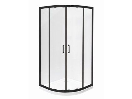 BESTECO čtvrtkruhový sprchový kout Hammer Black 80x80 cm černá matná hliníkový korpus čiré 6mm sklo kód:ISA-2025/80