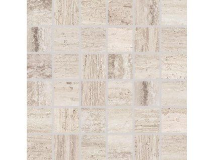 RAKO ALBA DDM06732 hnědošedá mozaika 30x30 cm imitace tmavého travertinu detail povrchu