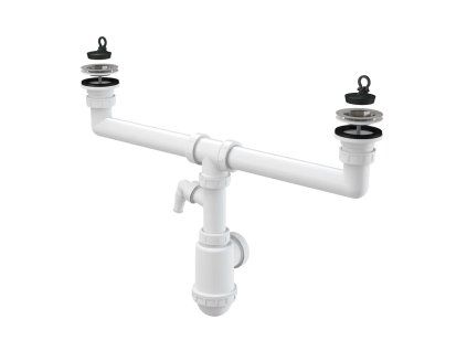 Sifon pro dvoudřez s nerezovými mřížkami DN70 a přípojkou A449P-DN50/40