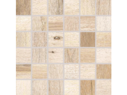 RAKO SALOON DDM06747 světle hnědá mozaika 30x30 cm imitace přírodního dřeva detail kostiček na síti