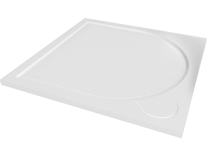 Bílá čtvercová sprchová vanička BESTECO Laka z tvrzeného mramoru (80x80x3 cm).