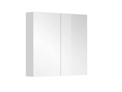 Galerka EBS Kuba 80 cm (zrcadlová skříňka) v bílé barvě s otevřenými dvířky.