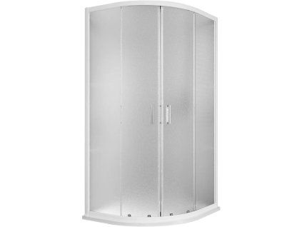 Čtvrtkruhový posuvný sprchový kout Base 80x80 cm s bílým rámem a neprůhledným sklem Grape