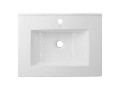 Nábytkové keramické umyvadlo EBS 61x46 cm bílé s otvorem pro baterii a přepadem, kód produktu SLIM61