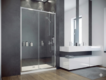 Besteco Posuvné sprchové dveře Duo Slide 140x195 cm, čiré bezpečnostní sklo 6 mm