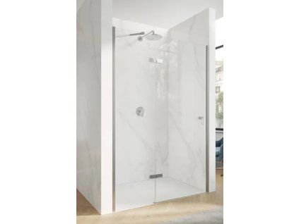 Sprchové dveře HÜPPE Time levé s pevným segmentem, dostupné šířky 80 až 120 cm, chromový profil, sklo Anti-Plaque
