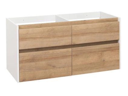 Koupelnová skříňka pod umyvadlo DUOMO 121x46 cm Bílá lesk/Dub Riviera