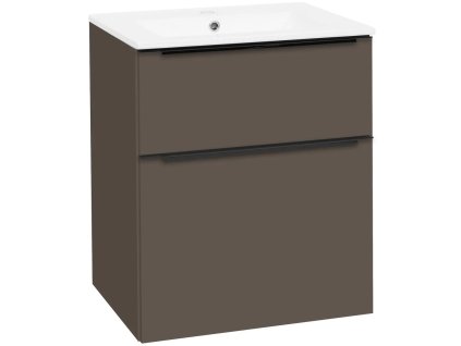 Koupelnová skříňka DREAM 61 cm s keramickým slim umyvadlem šedá lava matná