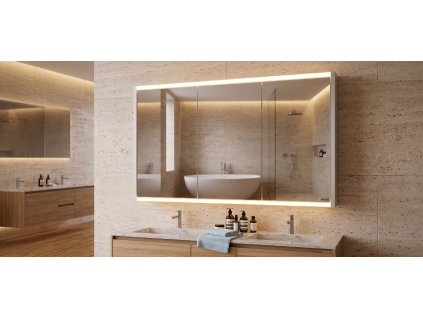Galerka s LED osvětlením 100 cm | Bílá Matná & Zásuvka