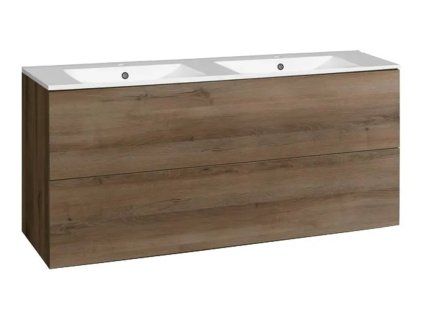 Koupelnová skříňka KUBA Dub Halifax s Keramickým umyvadlem 121x46x55 cm