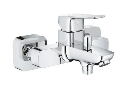 [Kód: 1018130000] Vanová nástěnná baterie GROHE Cubeo s přepínačem chrom detail ovládací páky.