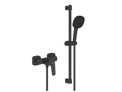 [Kód: 1018252430] Sprchový set GROHE Cubeo nástěnná baterie a ruční sprcha matná černá detail ovládací páky.
