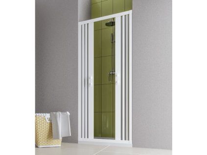 [Kód: 135001] Sprchová zástěna HOPA Flex Marte New 160-180x185 cm zavírání do středu detail transparentních PVC lamel a mechanismu.