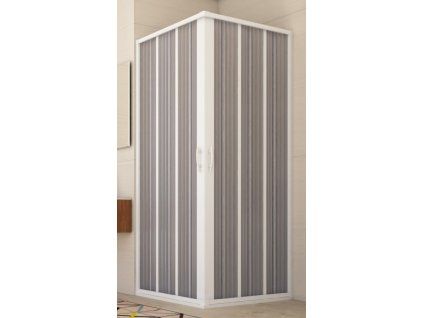 [Kód: 102001] Sprchový kout Flex Giove New 90x90 cm zavírání do středu detail rámu a transparentních PVC lamel.