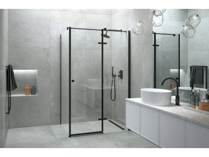 Sprchový kout Pixa Noir obdélník 120x80 cm pravé černá Kód:BCPIXA1280OBDPB
